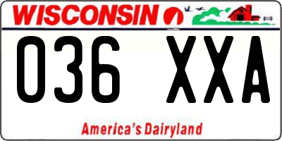 WI license plate 036XXA