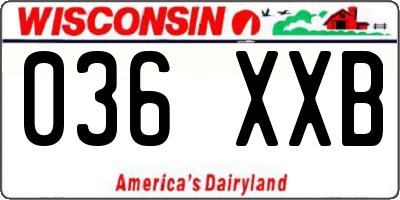 WI license plate 036XXB