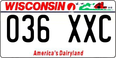 WI license plate 036XXC