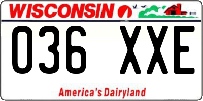 WI license plate 036XXE
