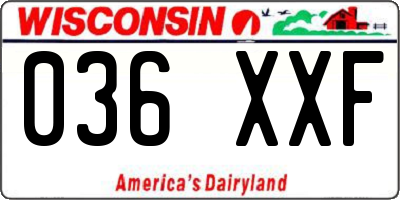 WI license plate 036XXF