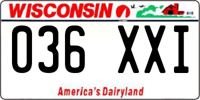 WI license plate 036XXI