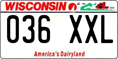 WI license plate 036XXL