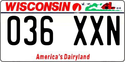 WI license plate 036XXN