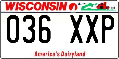 WI license plate 036XXP