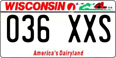 WI license plate 036XXS