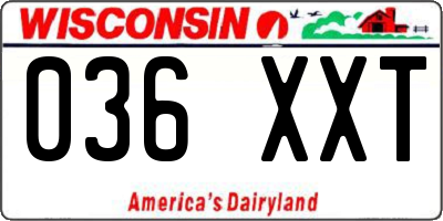 WI license plate 036XXT