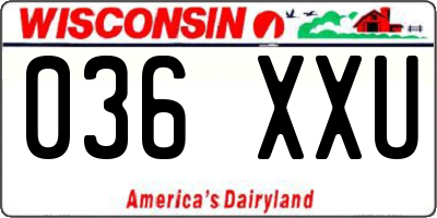 WI license plate 036XXU