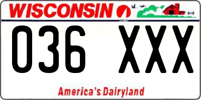 WI license plate 036XXX