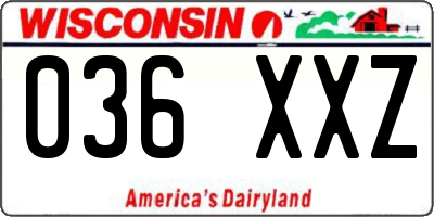 WI license plate 036XXZ