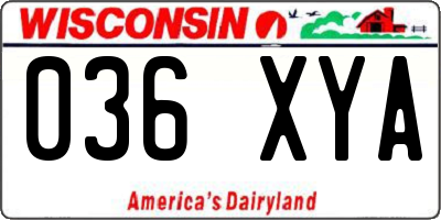 WI license plate 036XYA