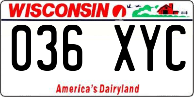 WI license plate 036XYC