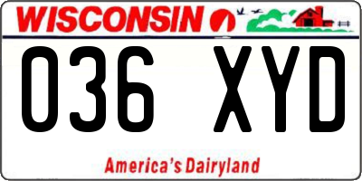 WI license plate 036XYD