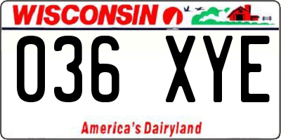 WI license plate 036XYE