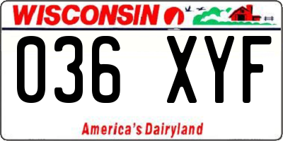 WI license plate 036XYF