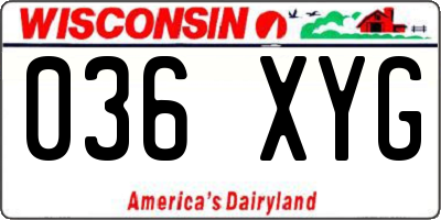 WI license plate 036XYG