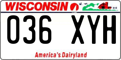 WI license plate 036XYH