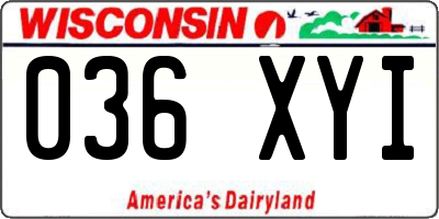 WI license plate 036XYI