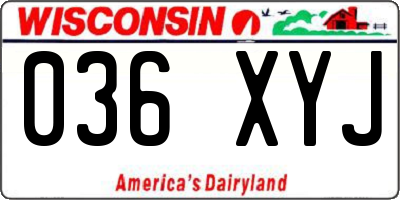 WI license plate 036XYJ