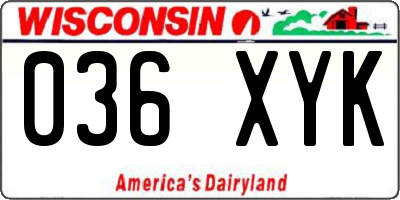 WI license plate 036XYK