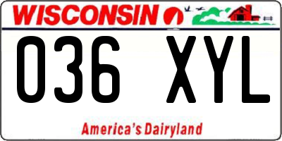 WI license plate 036XYL
