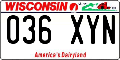 WI license plate 036XYN