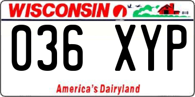 WI license plate 036XYP
