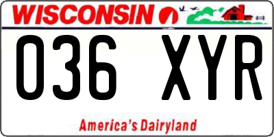 WI license plate 036XYR