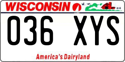 WI license plate 036XYS