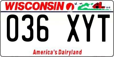 WI license plate 036XYT