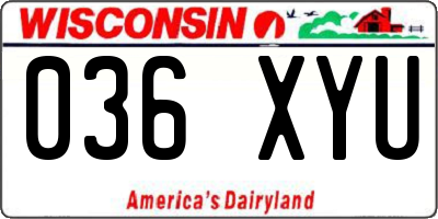 WI license plate 036XYU