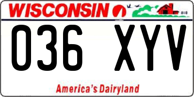 WI license plate 036XYV