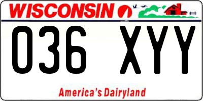 WI license plate 036XYY