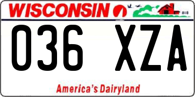 WI license plate 036XZA