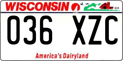 WI license plate 036XZC