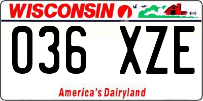 WI license plate 036XZE