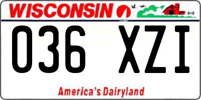 WI license plate 036XZI