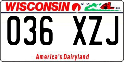 WI license plate 036XZJ