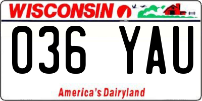 WI license plate 036YAU