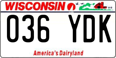 WI license plate 036YDK
