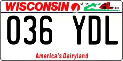 WI license plate 036YDL