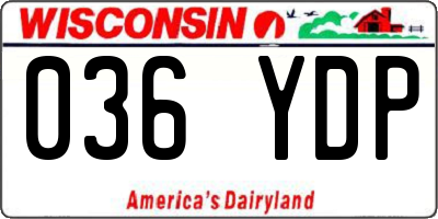 WI license plate 036YDP