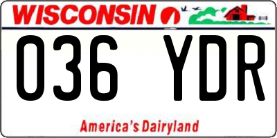 WI license plate 036YDR