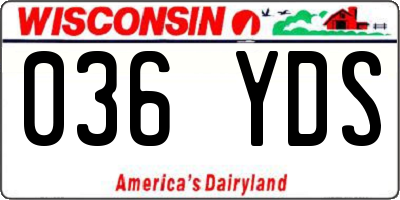 WI license plate 036YDS