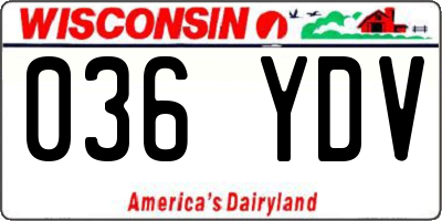WI license plate 036YDV