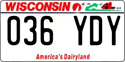 WI license plate 036YDY