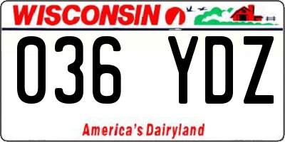 WI license plate 036YDZ