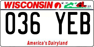 WI license plate 036YEB