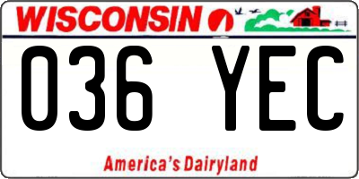 WI license plate 036YEC