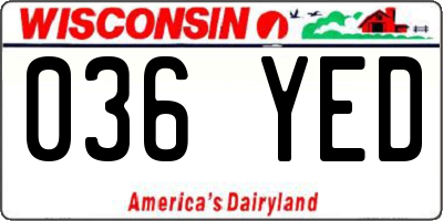 WI license plate 036YED